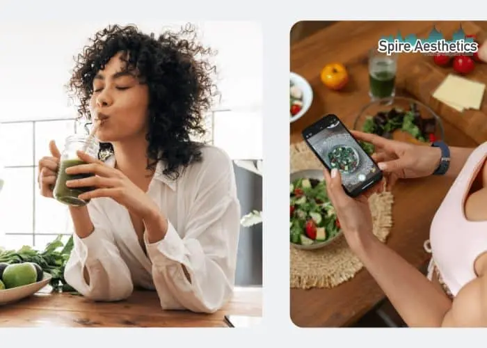 Image of woman looking into her diet and fat freezing Wakefield to improve her health